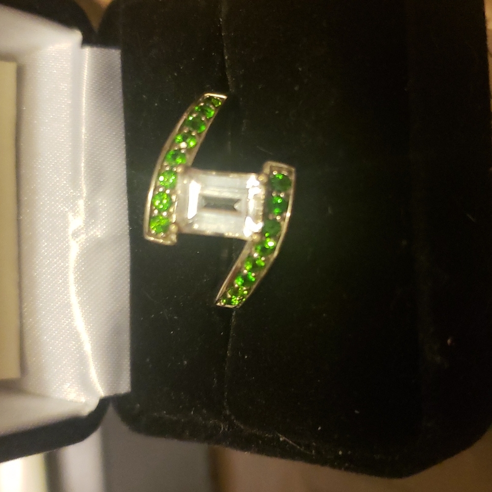 Mexican Danburite & Russian Chrome Diopside ring